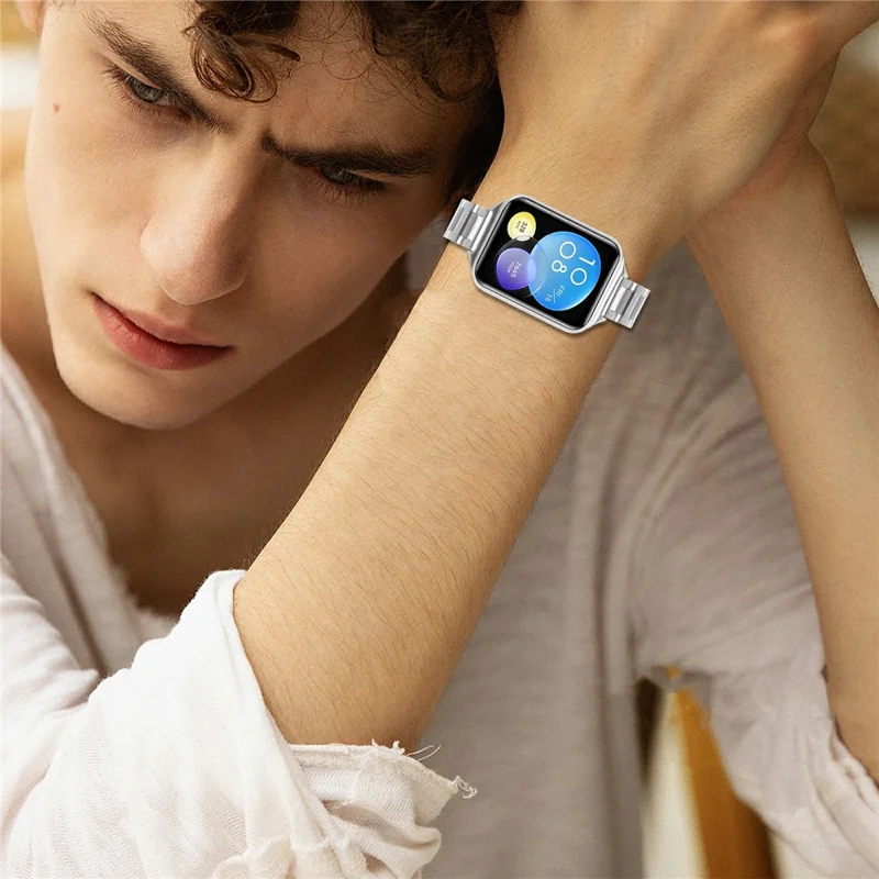 Watch Band For Xiaomi Smart Band 9 Pro  /  8 Pro  /  Redmi Watch 5  /  4 Butterfly Clasp Three Bead Stainless Steel Silver Strap