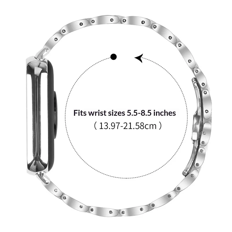 Watch Band For Xiaomi Smart Band 9 Pro  /  8 Pro  /  Redmi Watch 5  /  4 Butterfly Clasp Three Bead Stainless Steel Silver Strap