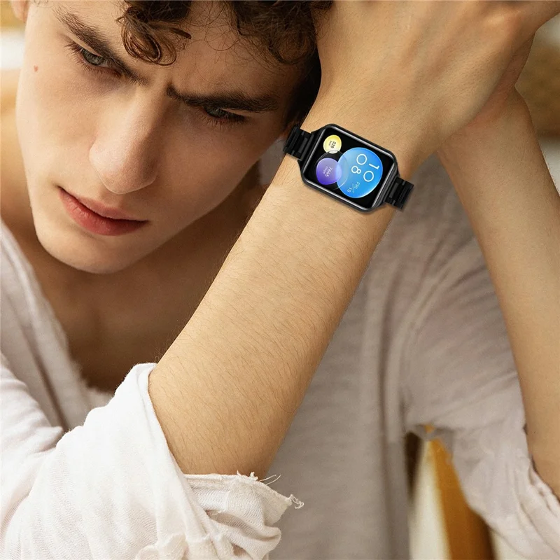 Watch Band For Xiaomi Smart Band 9 Pro  /  8 Pro  /  Redmi Watch 5  /  4 Butterfly Clasp Three Bead Stainless Steel Electroplated Strap - Black