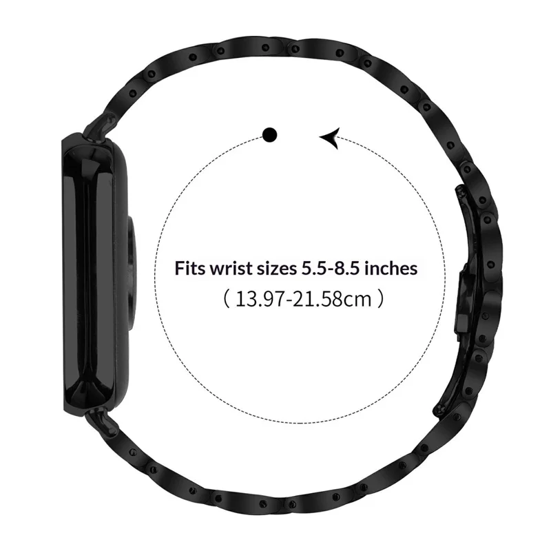 Watch Band For Xiaomi Smart Band 9 Pro  /  8 Pro  /  Redmi Watch 5  /  4 Butterfly Clasp Three Bead Stainless Steel Electroplated Strap - Black