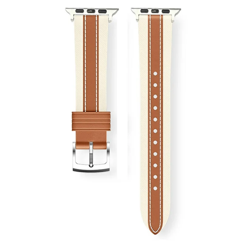Color Matching Genuine Leather Strap for Apple Watch Series 11 10 42mm  /  9 8 7 41mm  /  SE3 SE2 SE 6 5 4 40mm  /  3 2 1 38mm Quick Release Watch Band - Brown