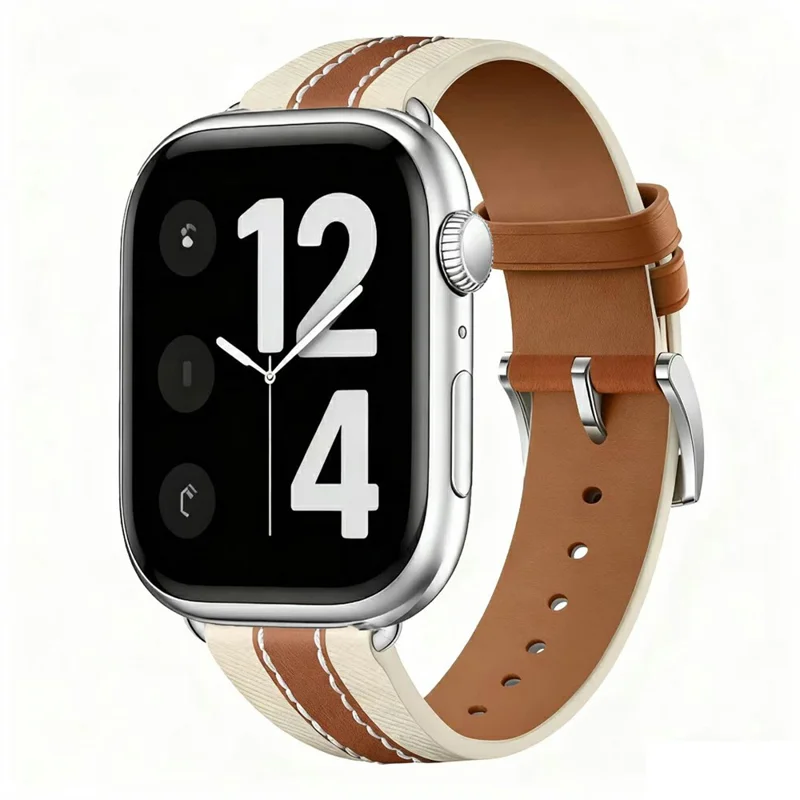 Color Matching Genuine Leather Strap for Apple Watch Series 11 10 42mm  /  9 8 7 41mm  /  SE3 SE2 SE 6 5 4 40mm  /  3 2 1 38mm Quick Release Watch Band - Brown