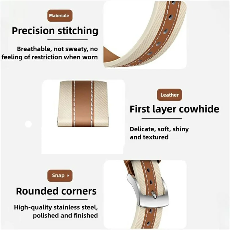 Color Matching Genuine Leather Strap for Apple Watch Series 11 10 42mm  /  9 8 7 41mm  /  SE3 SE2 SE 6 5 4 40mm  /  3 2 1 38mm Quick Release Watch Band - Brown