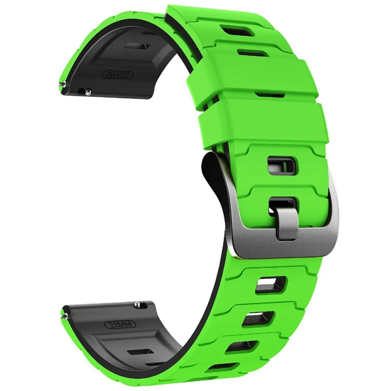 Bracelet en silicone bicolore 22 mm pour Huawei Watch GT 6 / 5 / 5 Pro / 4 46 mm, design armure - Vert / Noir