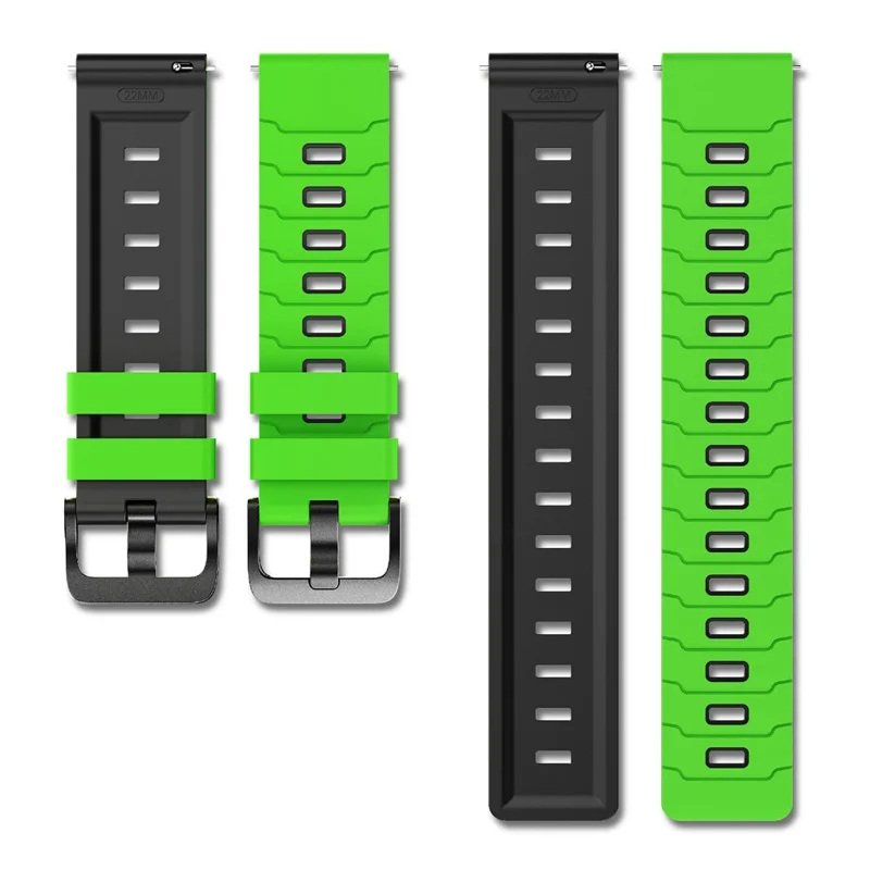 Bracelet en silicone bicolore 22 mm pour Huawei Watch GT 6 / 5 / 5 Pro / 4 46 mm, design armure - Vert / Noir