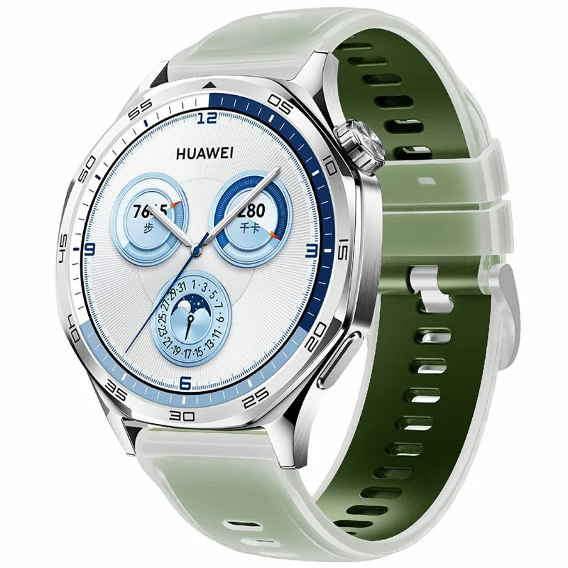 Cinturino da 22 mm in Gel Bicolore per Huawei Watch GT 6 / 5 / 5 Pro / 4 da 46 mm, Cinturino in Silicone con Rilascio Rapido - Verde Chiaro