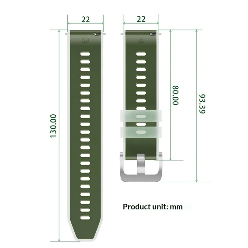 Cinturino da 22 mm in Gel Bicolore per Huawei Watch GT 6 / 5 / 5 Pro / 4 da 46 mm, Cinturino in Silicone con Rilascio Rapido - Verde Chiaro