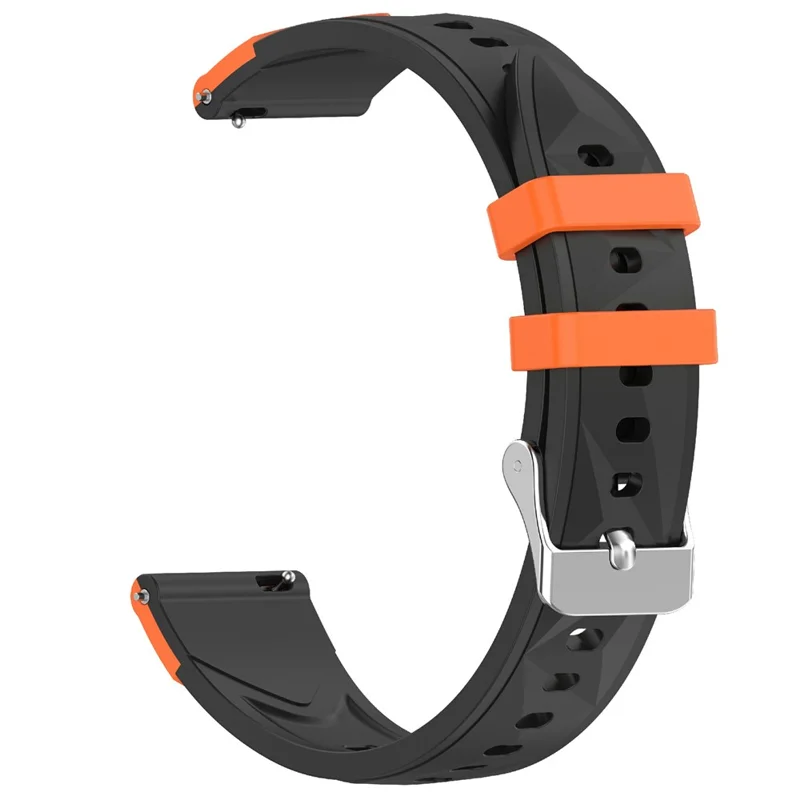 Correa de silicona de 18 mm con patrón de rombos para Huawei Watch GT 6 / 5 / 4 de 41 mm, correa de reloj bicolor - Negro/Naranja