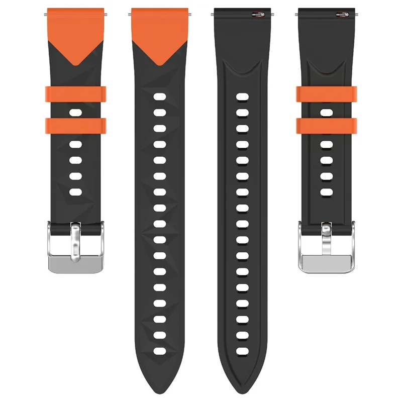 Correa de silicona de 18 mm con patrón de rombos para Huawei Watch GT 6 / 5 / 4 de 41 mm, correa de reloj bicolor - Negro/Naranja