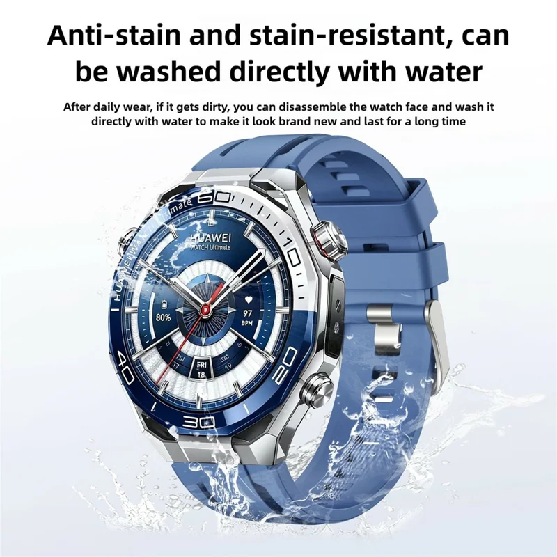 Bracelet unique 22 mm à dégagement rapide pour Huawei Watch Ultimate 2 / Ultimate Design / Ultimate / GT 6 / 5 46 mm, bracelet en silicone avec boucle argentée - Bleu