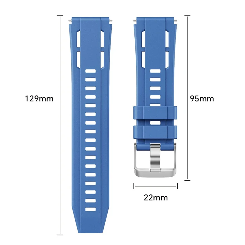 Bracelet en silicone uni de 22 mm pour Huawei Watch Ultimate 2 / Ultimate Design / Ultimate / GT 6 / 5 46 mm, bracelet de montre à bouton de dégagement rapide avec boucle argentée - Bleu