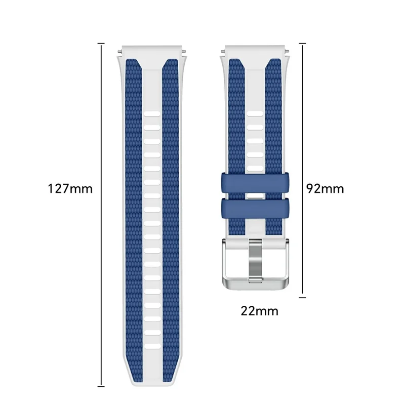 Bracelet de montre 22 mm pour Huawei Watch Ultimate 2, sangle de rechange en silicone + nylon - Blanc / Bleu