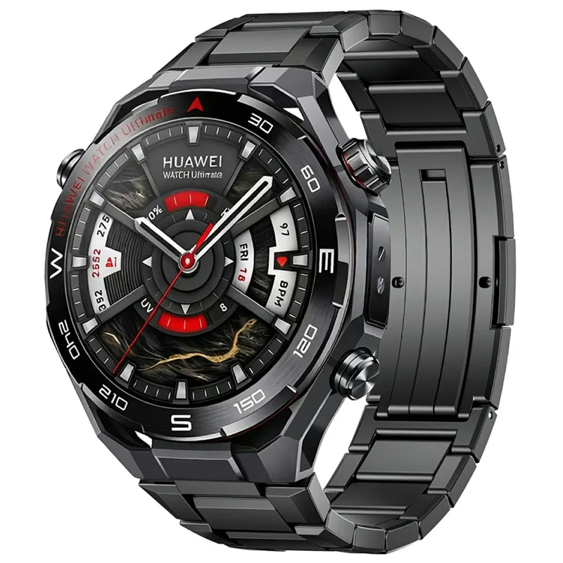 22mm Titanium Alloy Watch Band For Huawei Watch Ultimate 2 Bamboo Joint Design Folding Clasp Replacement Strap - Black