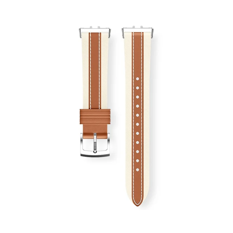 Color Matching Genuine Leather Strap for Samsung Galaxy Fit3 Quick Release Watch Band - Brown