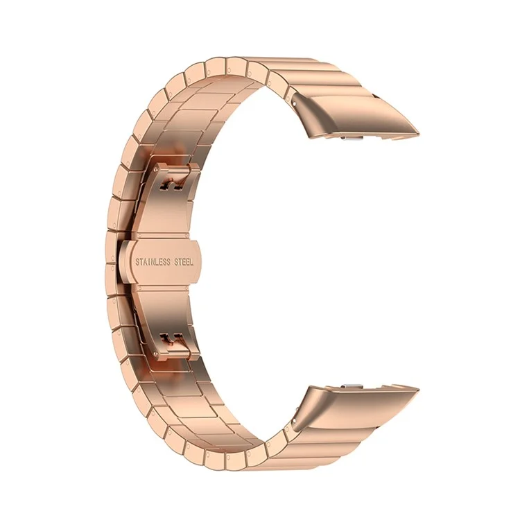 Stainless Steel One Bead Watch Band Wrist Strap Replacement for Huawei Band 6/Honor Band 6 - Rose Gold