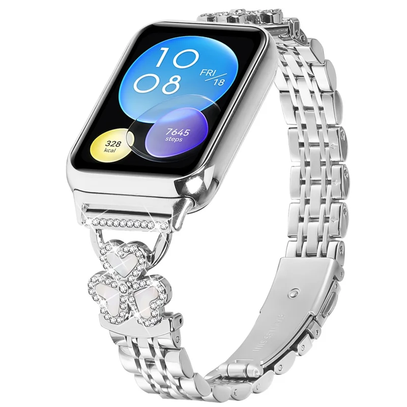 Silver Heart Clover Metal Band for Xiaomi Redmi Watch 5 / 4 Watch Strap 7-Bead Shiny Design