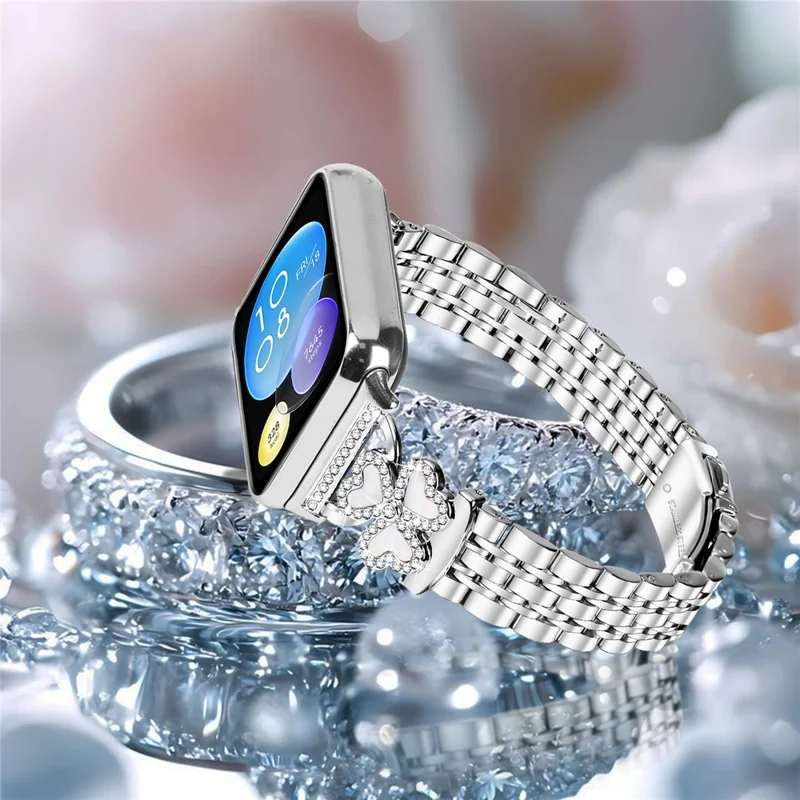 Silver Heart Clover Metal Band for Xiaomi Redmi Watch 5 / 4 Watch Strap 7-Bead Shiny Design