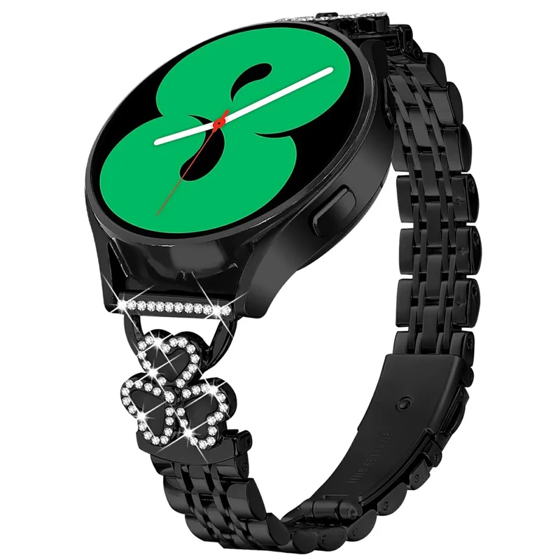 Correia Metálica com Trevo em Forma de Coração Galvanizado para Huami Amazfit Active / GTR Mini / Bip 3 / 3 Pro / GTS 4 Mini, Design Brilhante com 7 Contas - Preto + Capa Preta