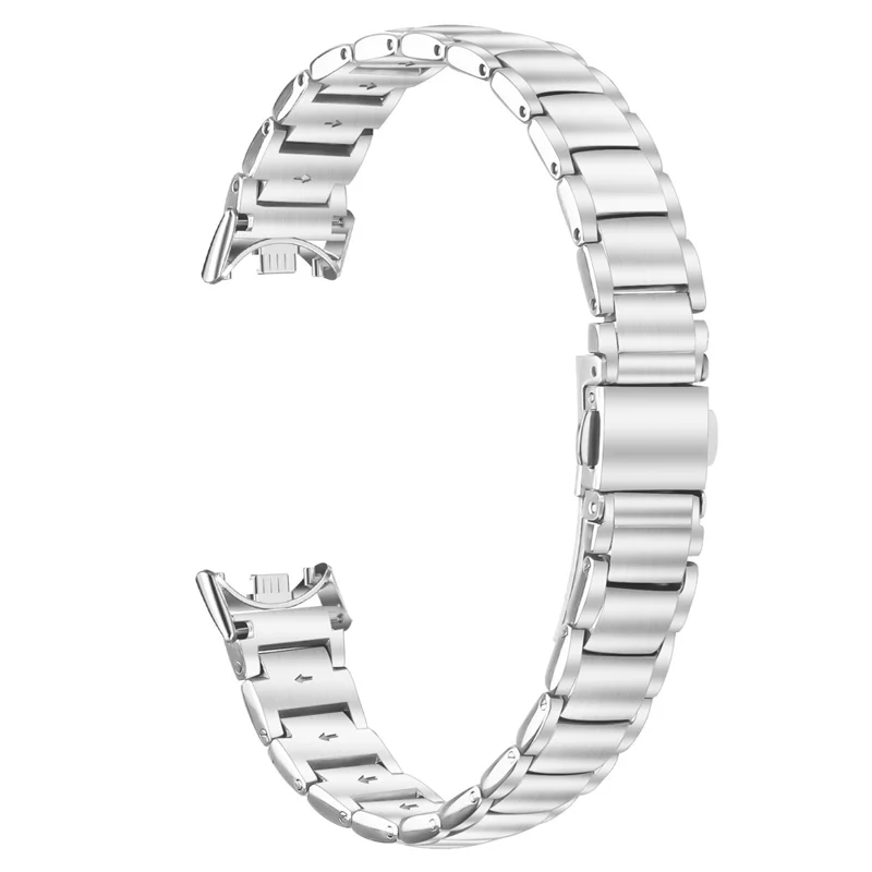 Silbernes Edelstahlarmband für Xiaomi Smart Band 10 / 9 / 8, gefälschtes Dreibohnen-Armband