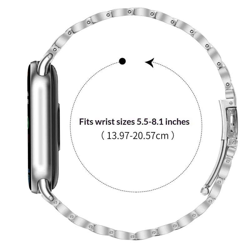 Silbernes Edelstahlarmband für Xiaomi Smart Band 10 / 9 / 8, gefälschtes Dreibohnen-Armband