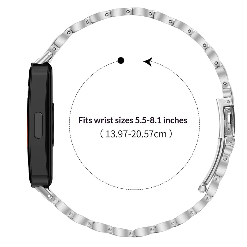 Pulseira em Aço Inoxidável Prateada para Huawei Band 10 / 9 / 8 Falsa Pulseira de Três Contas