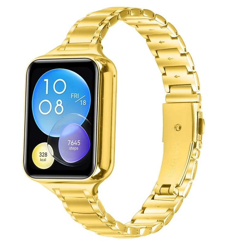 For Xiaomi Smart Band 9 Pro / 8 Pro Electroplated Stainless Steel Band Faux Three-Bead Watch Strap - Gold