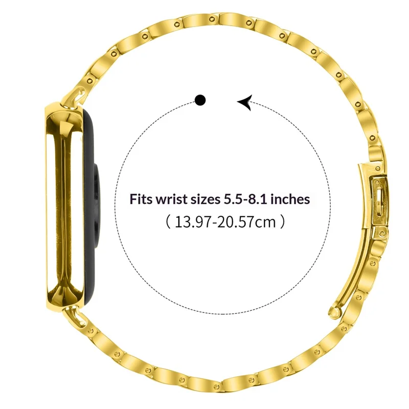 For Xiaomi Smart Band 9 Pro / 8 Pro Electroplated Stainless Steel Band Faux Three-Bead Watch Strap - Gold