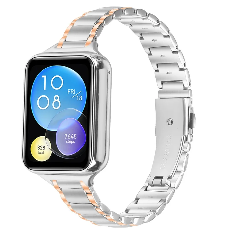 Für Xiaomi Redmi Watch 5 / 4 Galvanisiertes Edelstahlarmband, Faux-Dreikugel-Armband – Roségold-Splicing