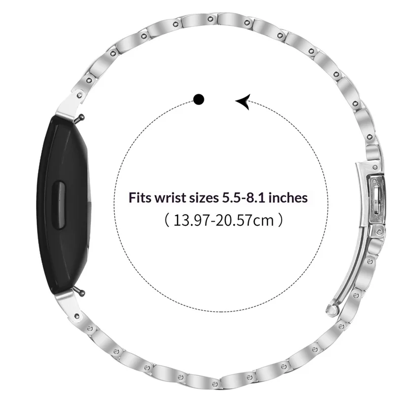 Silver Stainless Steel Band for Fitbit Inspire / Inspire 2 / Inspire HR Faux Three-Bead Watch Strap