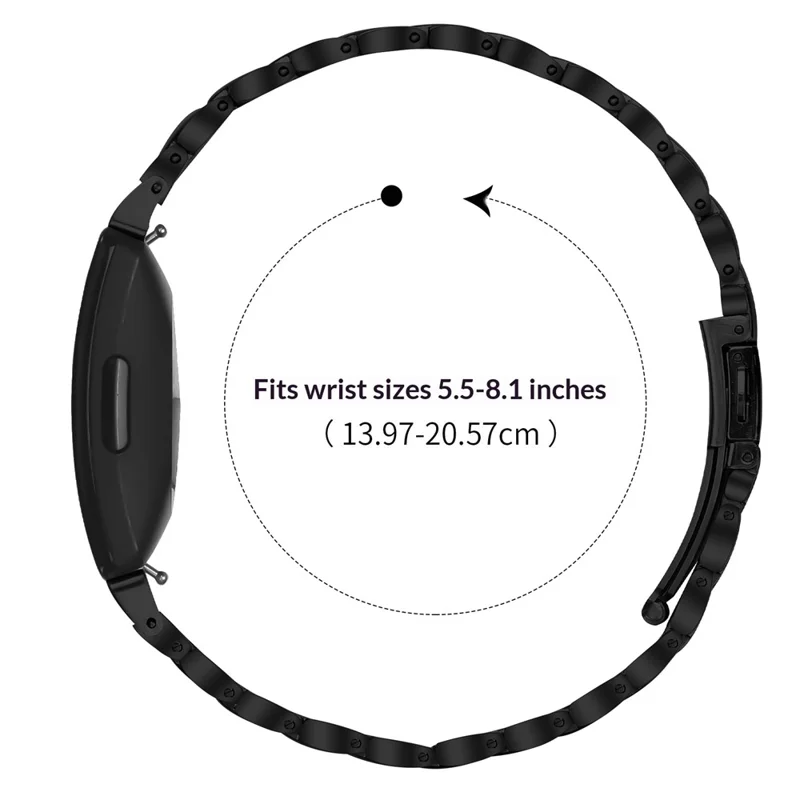 Electroplated Stainless Steel Band for Fitbit Inspire / Inspire 2 / Inspire HR Faux Three-Bead Watch Strap - Black