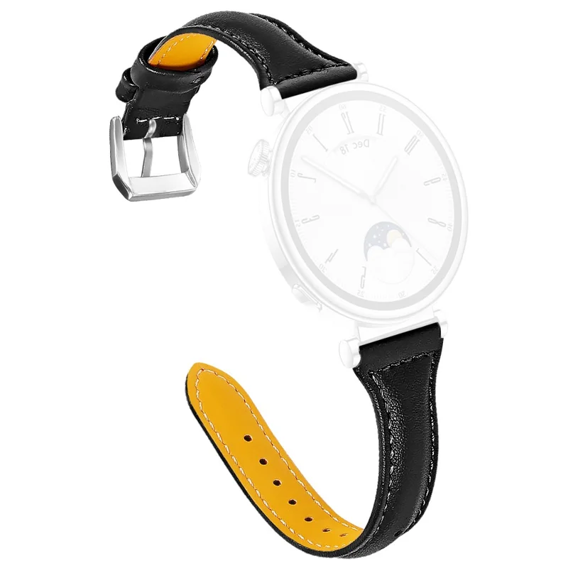 Genuine Cow Leather Watchband for Huawei Watch GT 6 41mm / GT 5 41mm / GT 4 41mm T-Shape Slim Watch Strap - Black