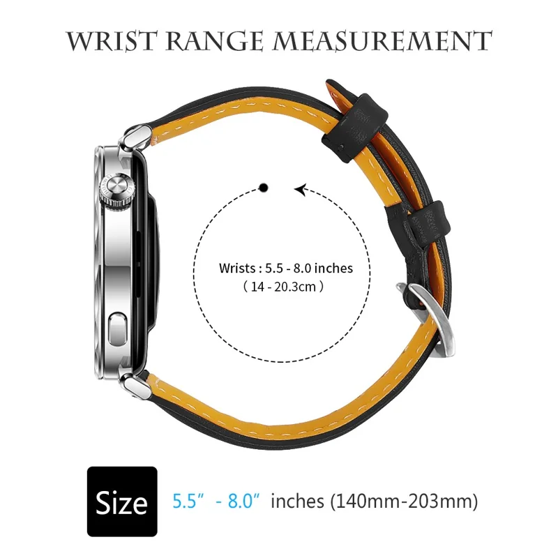 Genuine Cow Leather Watchband for Huawei Watch GT 6 41mm / GT 5 41mm / GT 4 41mm T-Shape Slim Watch Strap - Black