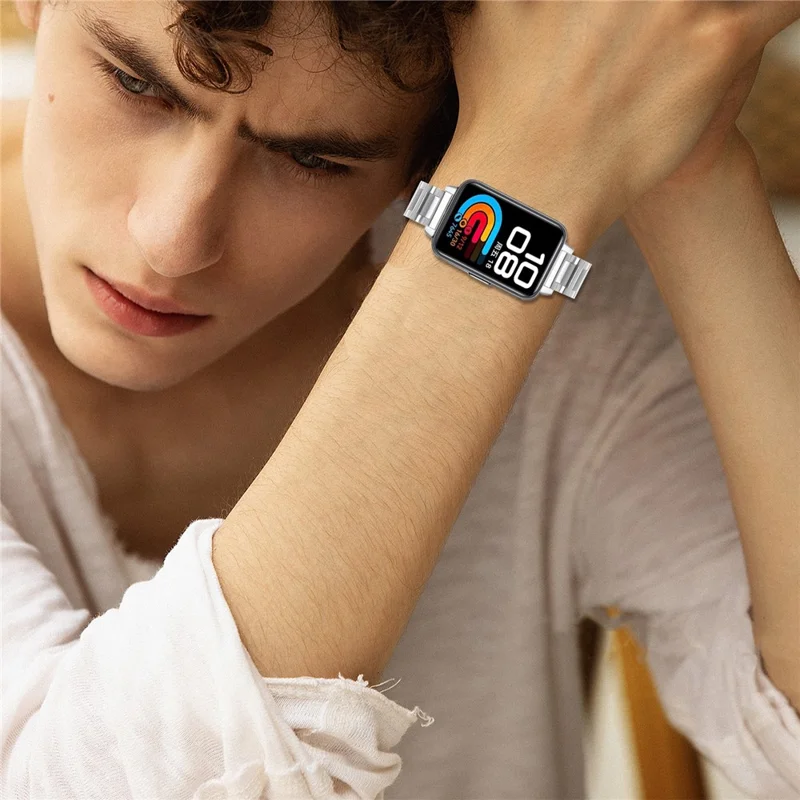 Watch Band for Huawei Band 10 / 9 / 8 Butterfly Clasp Stainless Steel Silver Strap