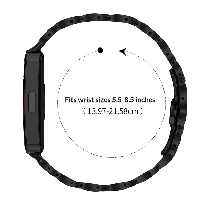 Pulseira de Relógio para Huawei Band 10 / 9 / 8 com Fecho Borboleta em Aço Inoxidável - Preto