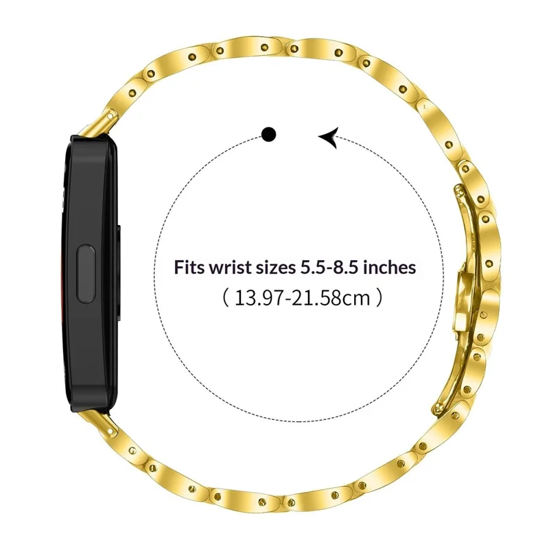 Watch Band for Huawei Band 10 / 9 / 8 Butterfly Clasp Stainless Steel Electroplated Strap - Gold