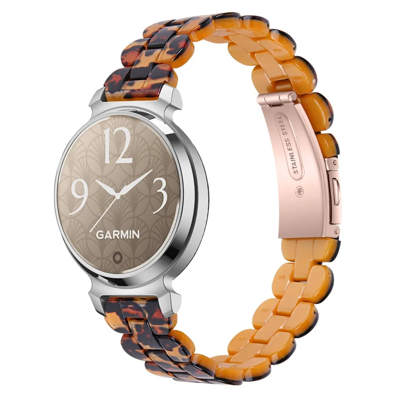 For Garmin Lily 2 Replacement Watch Band Oval Resin Watch Strap with Stainless Steel Buckle - Leopard
