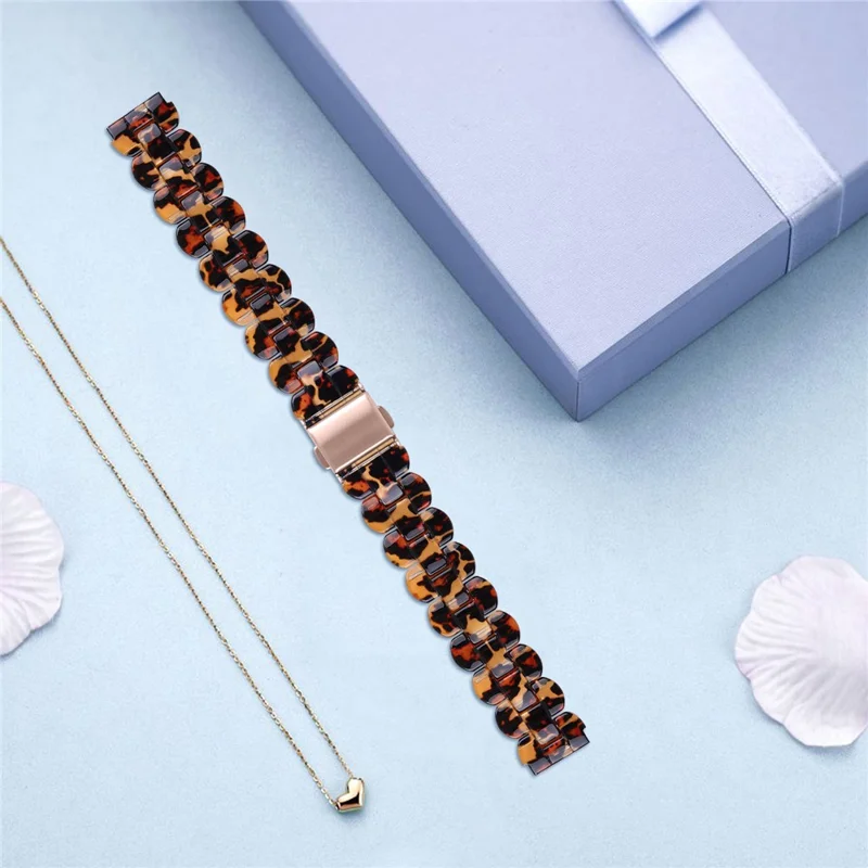 For Garmin Lily 2 Replacement Watch Band Oval Resin Watch Strap with Stainless Steel Buckle - Leopard