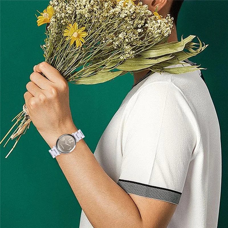 For Garmin Lily 2 Waterproof Resin Strap Replacement Watch Band with Stainless Steel Buckle - White