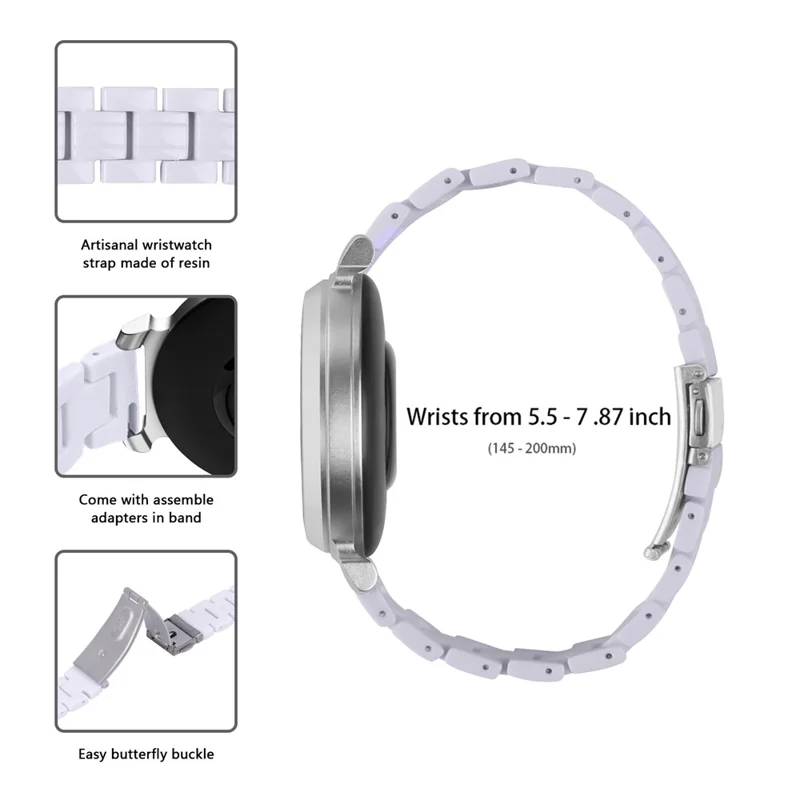 For Garmin Lily 2 Waterproof Resin Strap Replacement Watch Band with Stainless Steel Buckle - White