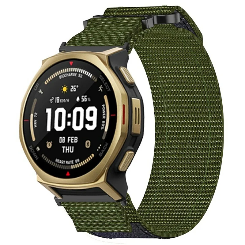 Nylon Watch Band for Huami Amazfit T-Rex 3 Pro 44mm Loop Fastener Strap - Army Green