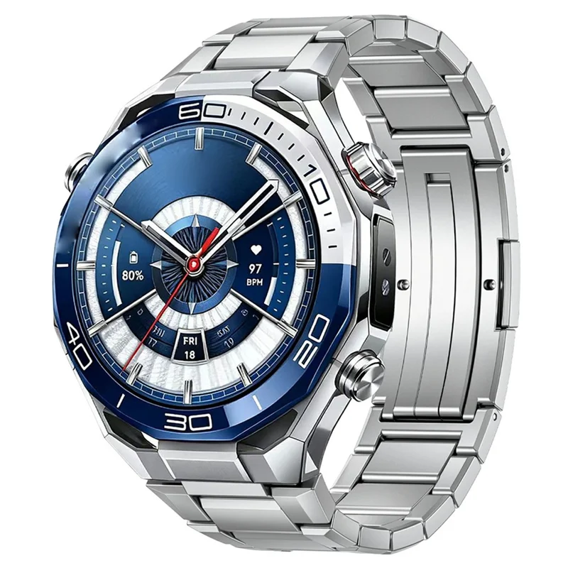 For Huawei Watch Ultimate 2 Titanium Alloy Watch Band Folding Clasp Replacement Strap - Silver