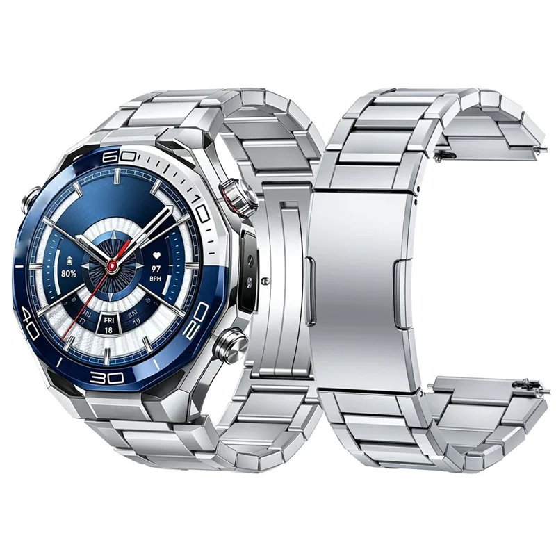 For Huawei Watch Ultimate 2 Titanium Alloy Watch Band Folding Clasp Replacement Strap - Silver