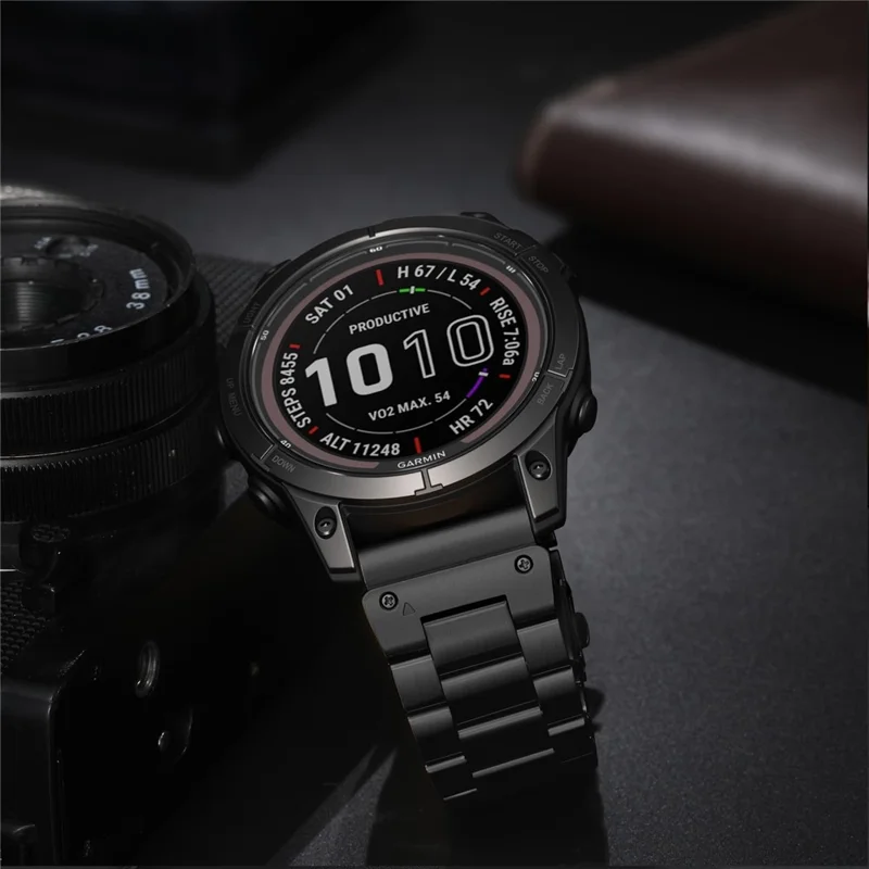 22 mm 3-Kugel-Uhrenarmband für Garmin Fenix 8 Pro AMOLED 47 mm / 8 47 mm / E 47 mm, Edelstahl-Ersatzarmband mit Faltverschluss – Schwarz