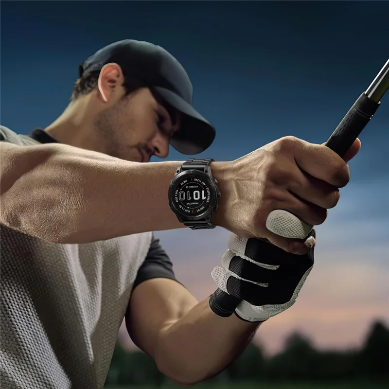 22 mm 3-Kugel-Uhrenarmband für Garmin Fenix 8 Pro AMOLED 47 mm / 8 47 mm / E 47 mm, Edelstahl-Ersatzarmband mit Faltverschluss – Schwarz