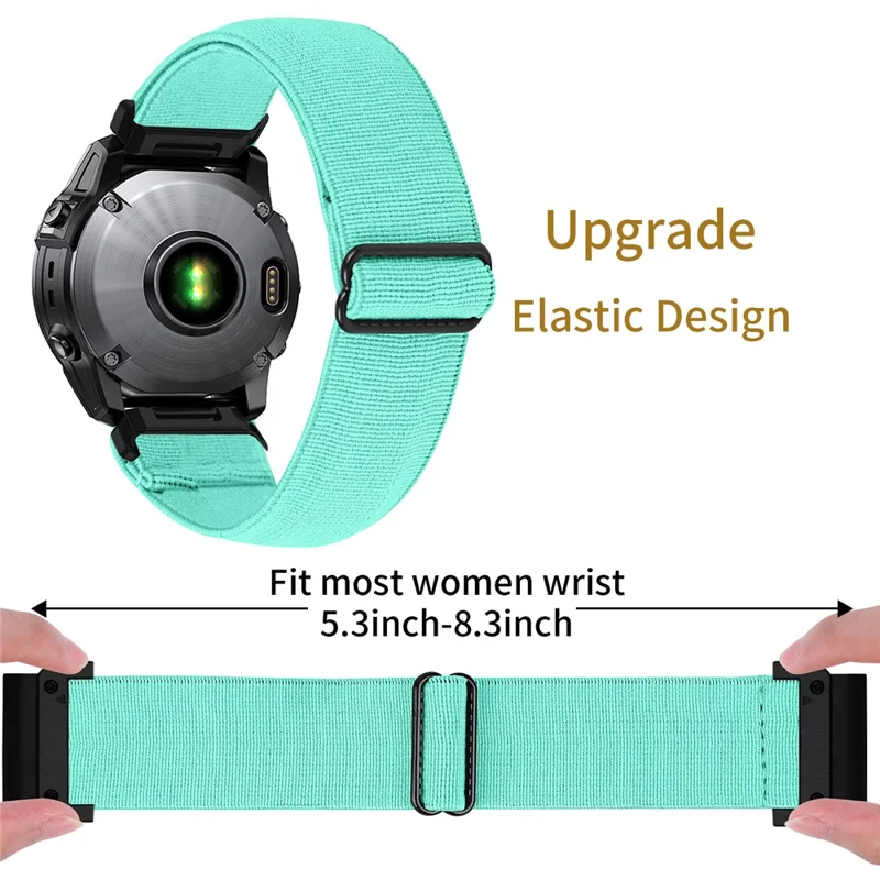 Pulseira de Nylon Elástico Sólida de 26 mm para Garmin Fenix 8 Pro AMOLED 51 mm / 8 51 mm / Enduro 3 / 2, com Sistema de Libertação Rápida - Verde Menta