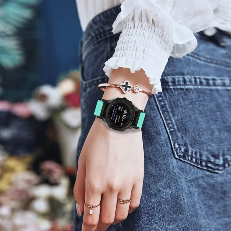 Pulseira de Nylon Elástico Sólida de 26 mm para Garmin Fenix 8 Pro AMOLED 51 mm / 8 51 mm / Enduro 3 / 2, com Sistema de Libertação Rápida - Verde Menta