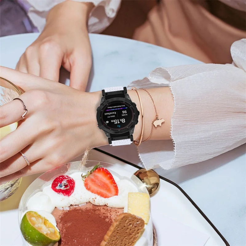 Pulseira de Náilon com Padrão Ondulado 26 mm para Garmin Fenix 8 Pro AMOLED 51 mm / 8 51 mm / Enduro 3 / 2, com Sistema de Libertação Rápida - Branco