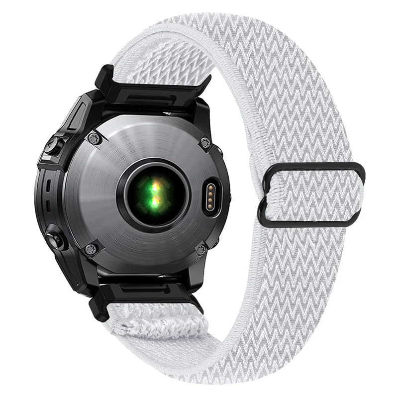 20mm Wave Pattern Nylon Strap for Garmin Fenix 8 43mm / Descent MK3 / MK3i Quick Release Watch Band - White