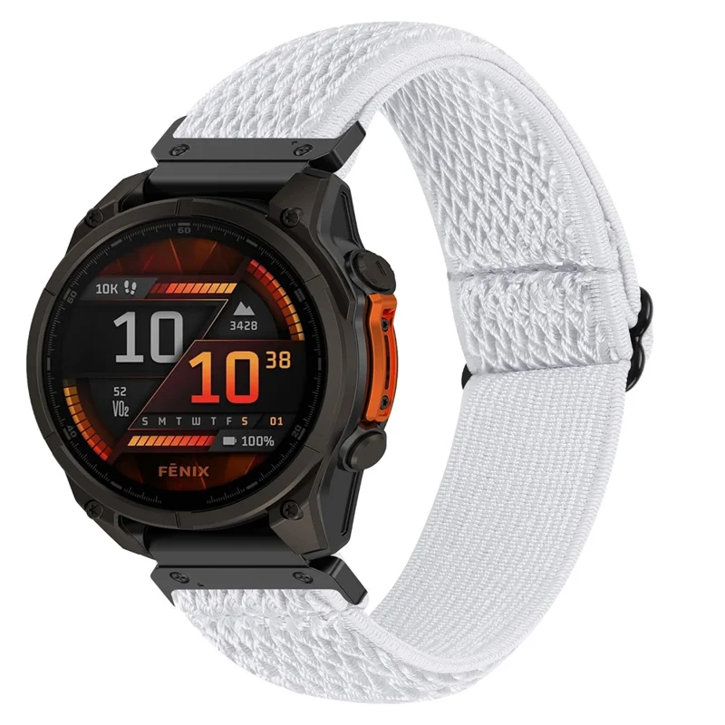 20mm Wave Pattern Nylon Strap for Garmin Fenix 8 43mm / Descent MK3 / MK3i Quick Release Watch Band - White