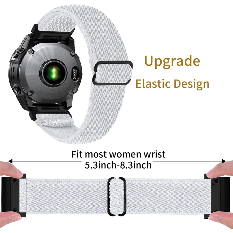 20mm Wave Pattern Nylon Strap for Garmin Fenix 8 43mm / Descent MK3 / MK3i Quick Release Watch Band - White